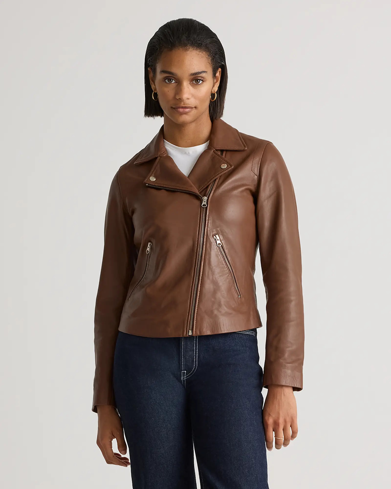100% Washed Leather Biker Jacket | Quince