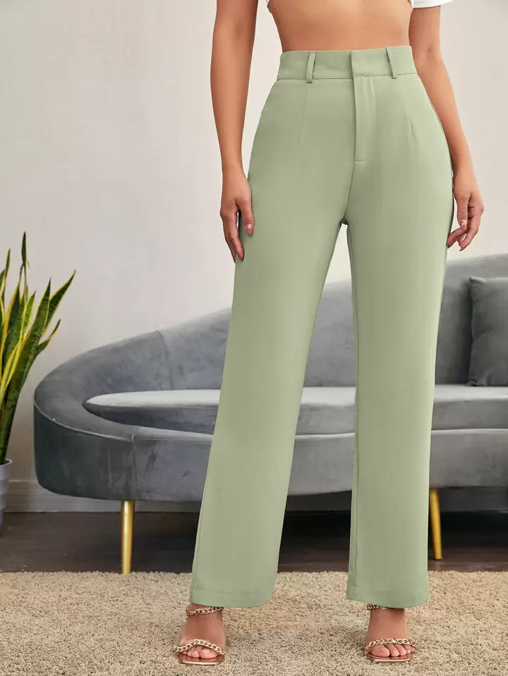 SHEIN Essnce Solid High Rise Tailored Pants | SHEIN