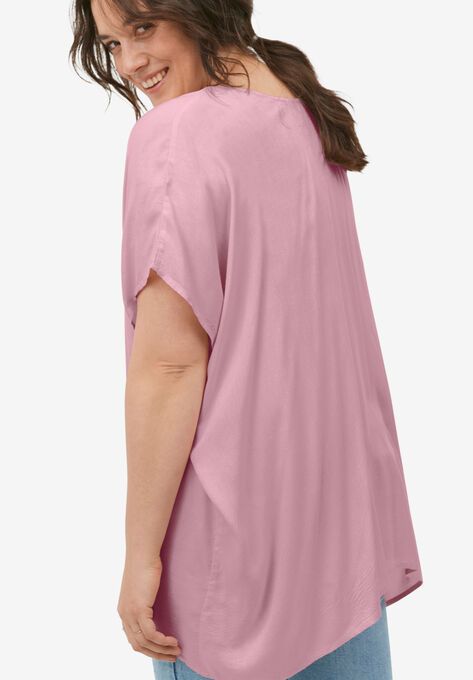 Button-Front Linen-Blend Tunic | Woman Within