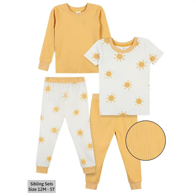 Modern Moments by Gerber Baby & Toddler Snug-Fit Cotton Pajamas, 4-Piece, Sizes 12M-5T | Walmart (US)