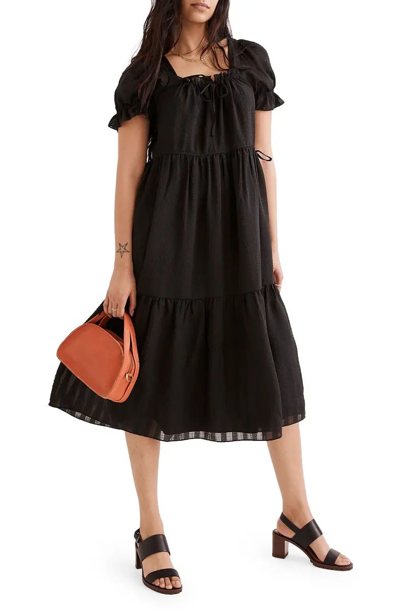 Madewell Square Neck Tiered Midi Dress | Nordstrom | Nordstrom