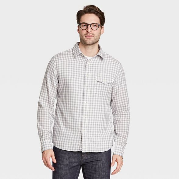 Men's Standard Fit Double Weave Long Sleeve Button-Down Shirt - Goodfellow & Co™ | Target