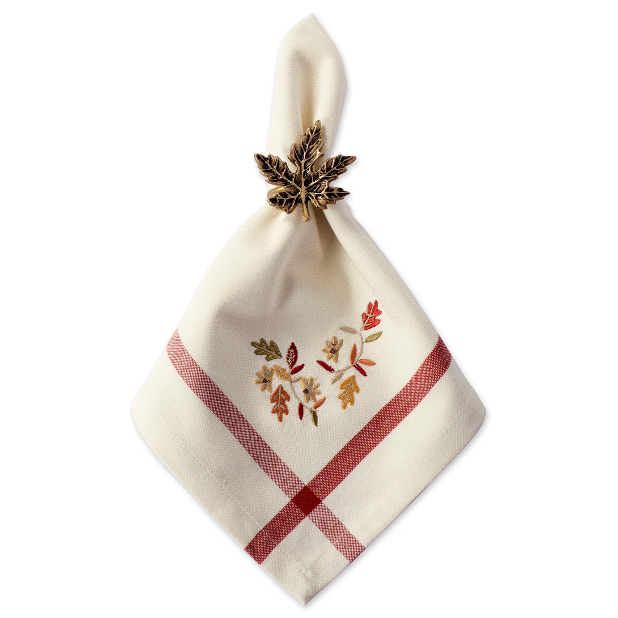 Murrin Natural Embroidered Leaves 20" Cotton Napkin | Wayfair North America