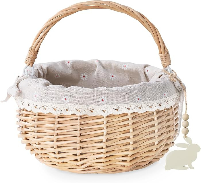 Easter Baskets for Kids, Large Personalized Wicker Easter Basket Empty with Handle, Basket Tags, ... | Amazon (US)