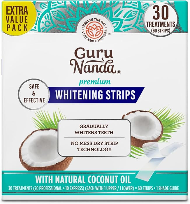 GuruNanda Teeth Whitening Strips Kit - 30-Day Treatment with Non-Slip, Dry Strip Technology - Whi... | Amazon (US)