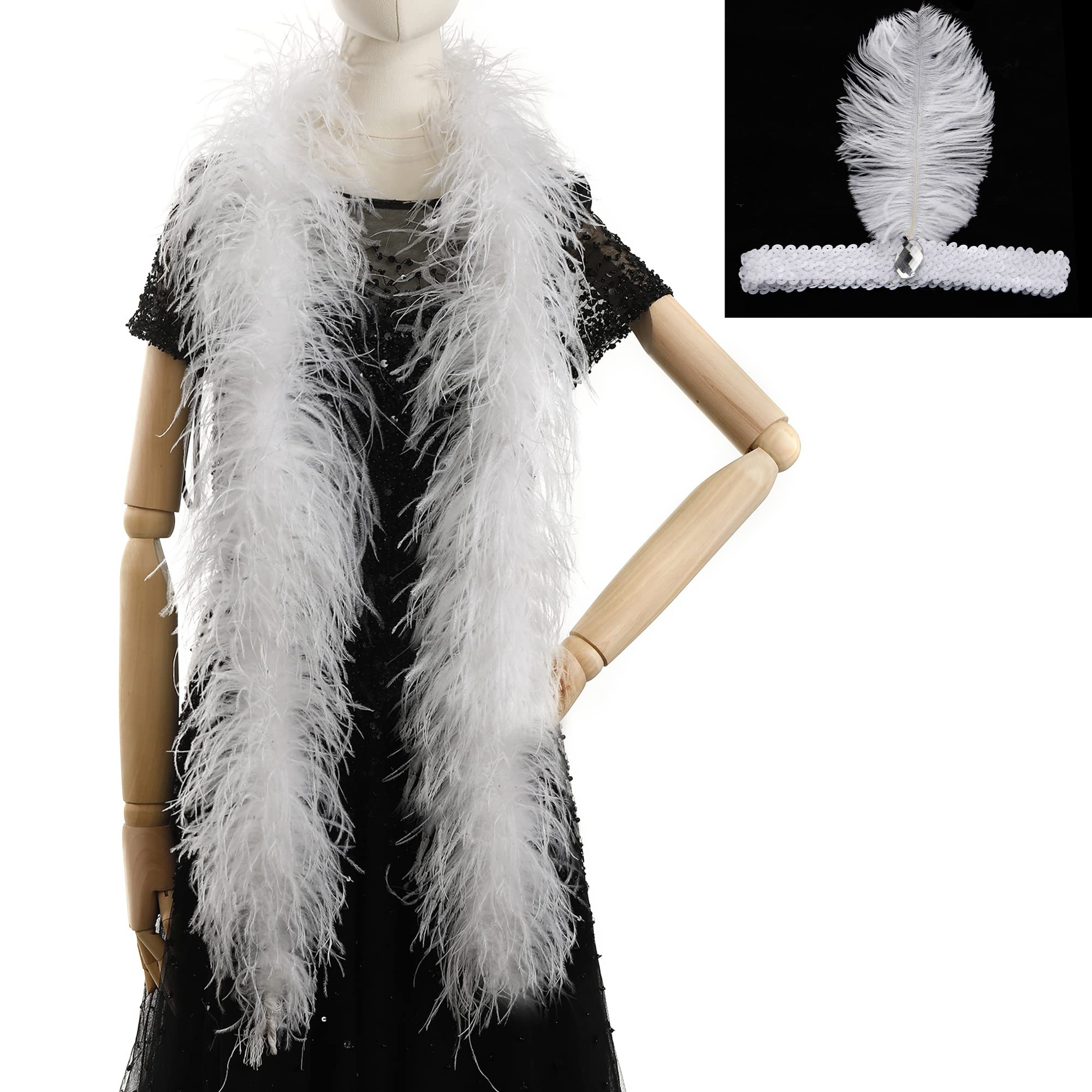 Soarer White Ostrich Feather Boas – 2yards 3ply Long Boas for Party, DIY Production, Clothing D... | Amazon (US)