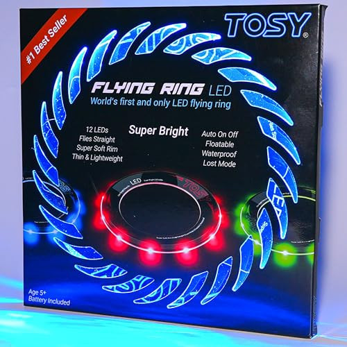 TOSY Flying Ring - 12 LEDs, Super Bright, Soft, Auto Light Up, Safe, Waterproof, Lightweight Frisbee, Cool Birthday, Camping, Easter Basket Stuffers & Outdoor/Indoor Gift Toy for Boys/Girls/Kids | Amazon (US)