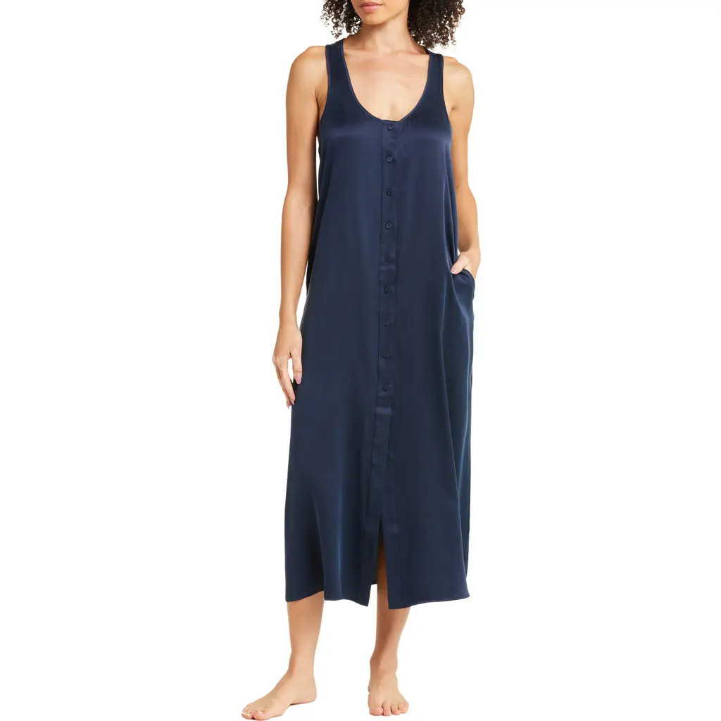 Lunya Washable Silk Racerback Tank Nightgown in Deep Blue at Nordstrom, Size X-Small | Nordstrom
