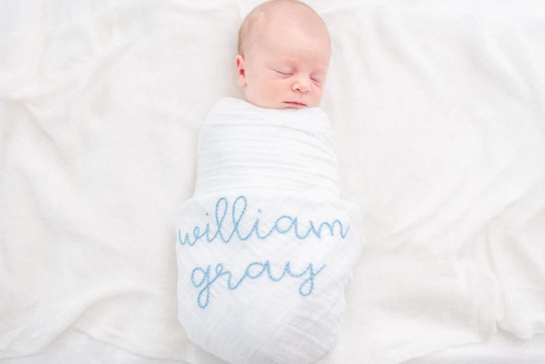 White Swaddle // Hand Embroidered Baby Swaddle // Name - Etsy | Etsy (US)