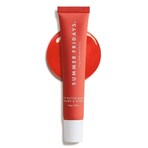 Summer Fridays Lip Butter Balm - Moisturizing Lip Gloss for Instant Shine + Sheer Color - With Nourishing Shea Butter - Everyday Makeup + Skin Care Summer Essentials - Vegan - Poppy (.5 Oz) | Amazon (US)