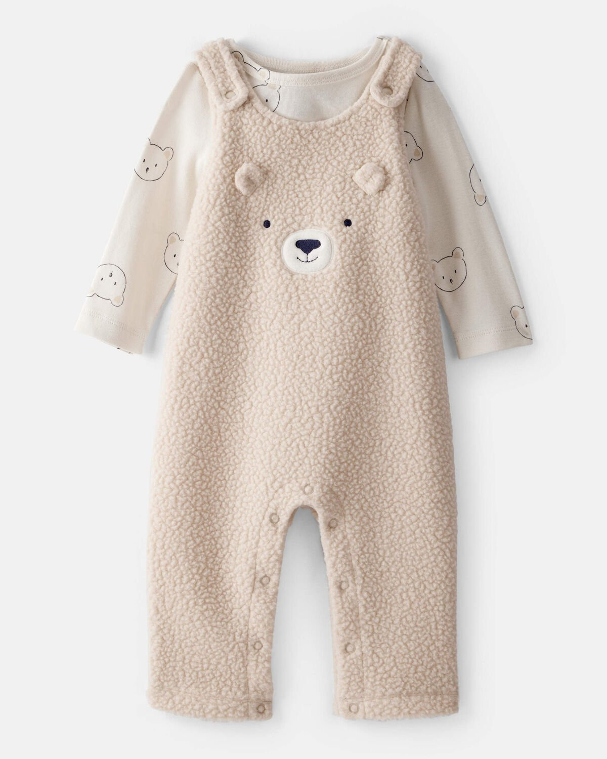 Baby Boy 2-Piece Bear Sherpa Long-Sleeve Overall Set - Brown | Carter's | Carter's Inc