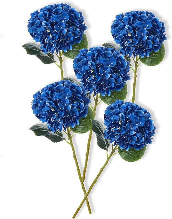 5PCS 15.4In Artificial Hydrangea Silk Flowers Bouquet Faux Hydrangea Stems for Wedding Centerpiec... | Amazon (US)