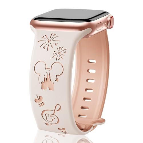 Cute Cartoon Two-Tone Engraved Bands Compatible with Apple Watch 38mm 40mm 41mm 42mm 44mm 45mm 46mm 49mm Men Women,Soft Silicone Sport Strap for iWatch Ultra Series 11 10 9 8 7 6 5 4 3 2 1 SE | Amazon (US)