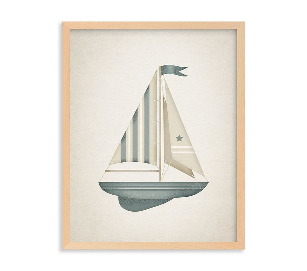 Minted(R) Sailboat Framed Art, 11x14, Natural Raw Wood Frame | Pottery Barn Kids