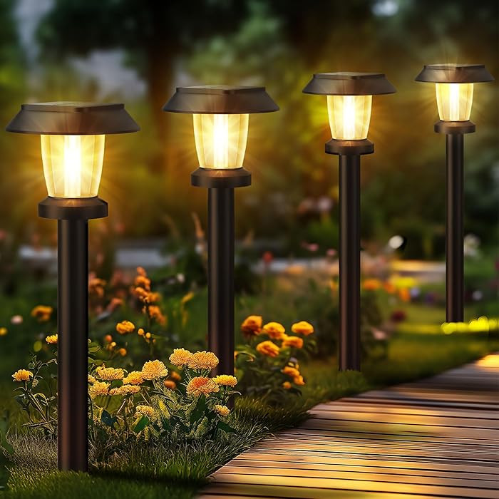 ALEPOD Solar Pathway Lights Garden Lights Decor Landscape Lighting Warm White | Amazon (US)