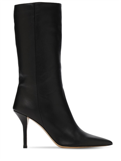 85MM MID HIGH LEATHER BOOTS | Luisaviaroma