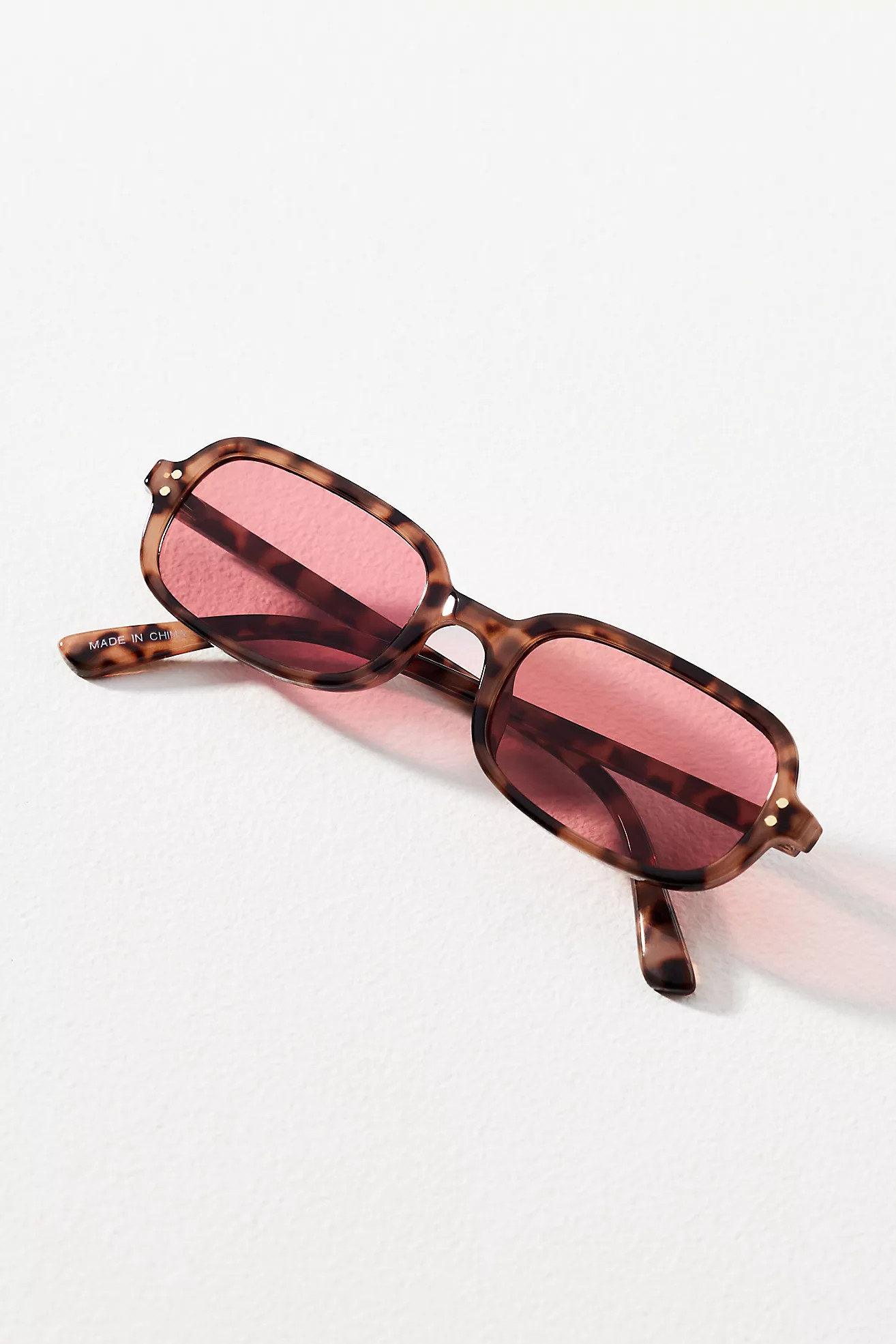 I-SEA Skinny Rectangle Tortoiseshell Sunglasses | Anthropologie (US)