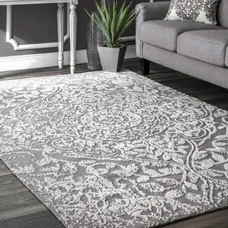 nuLOOM Grey Modern Vintage Fancy Floral Area Rug - 8' 6" x 11' 6" | Bed Bath & Beyond