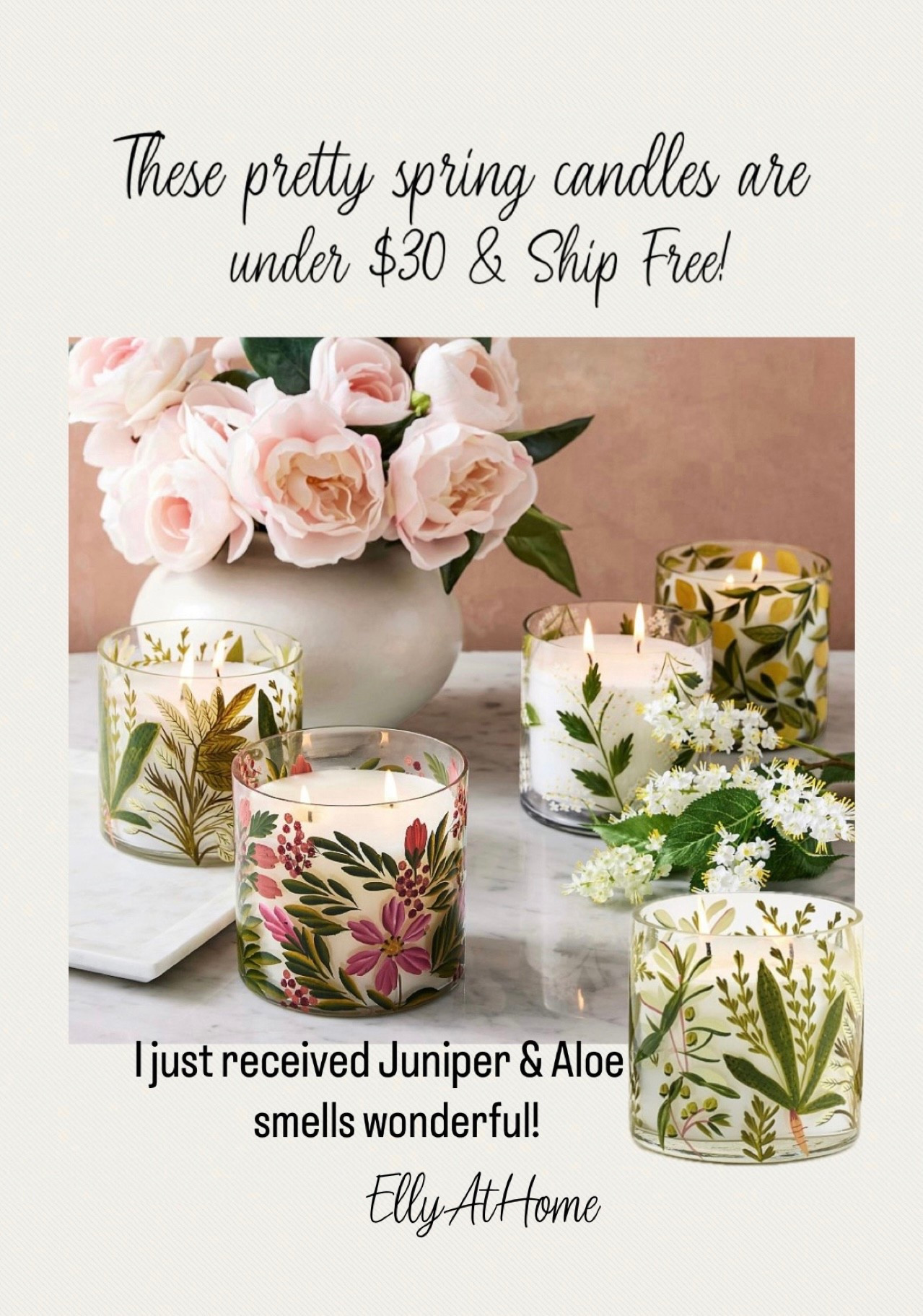 Hand painted spring scented candles under $30 and ship free! I ordered the Juniper & Aloe fragrance, so nice! Makes a beautiful gift! Pottery Barn. Shop more candle ideas  

#LTKFindsUnder50 #LTKdayinmylife #LTKHome