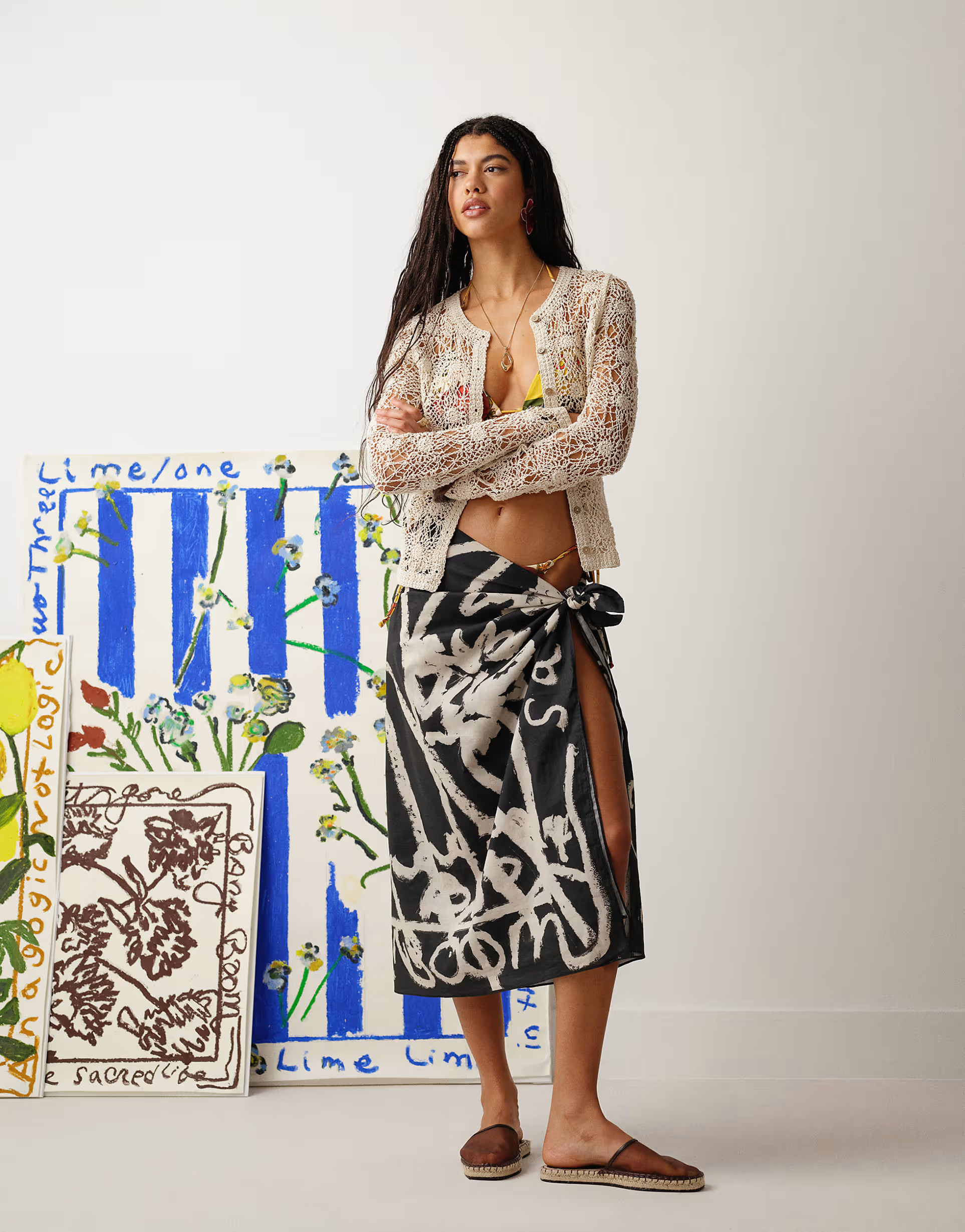Topshop abstract floral sarong in black & cream | ASOS | ASOS (Global)