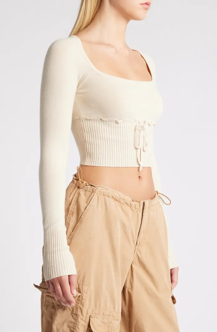 Edison Crop Scoop Neck Rib Sweater | Nordstrom