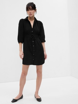 Crinkle Gauze Mini Shirt Dress | Gap (US)