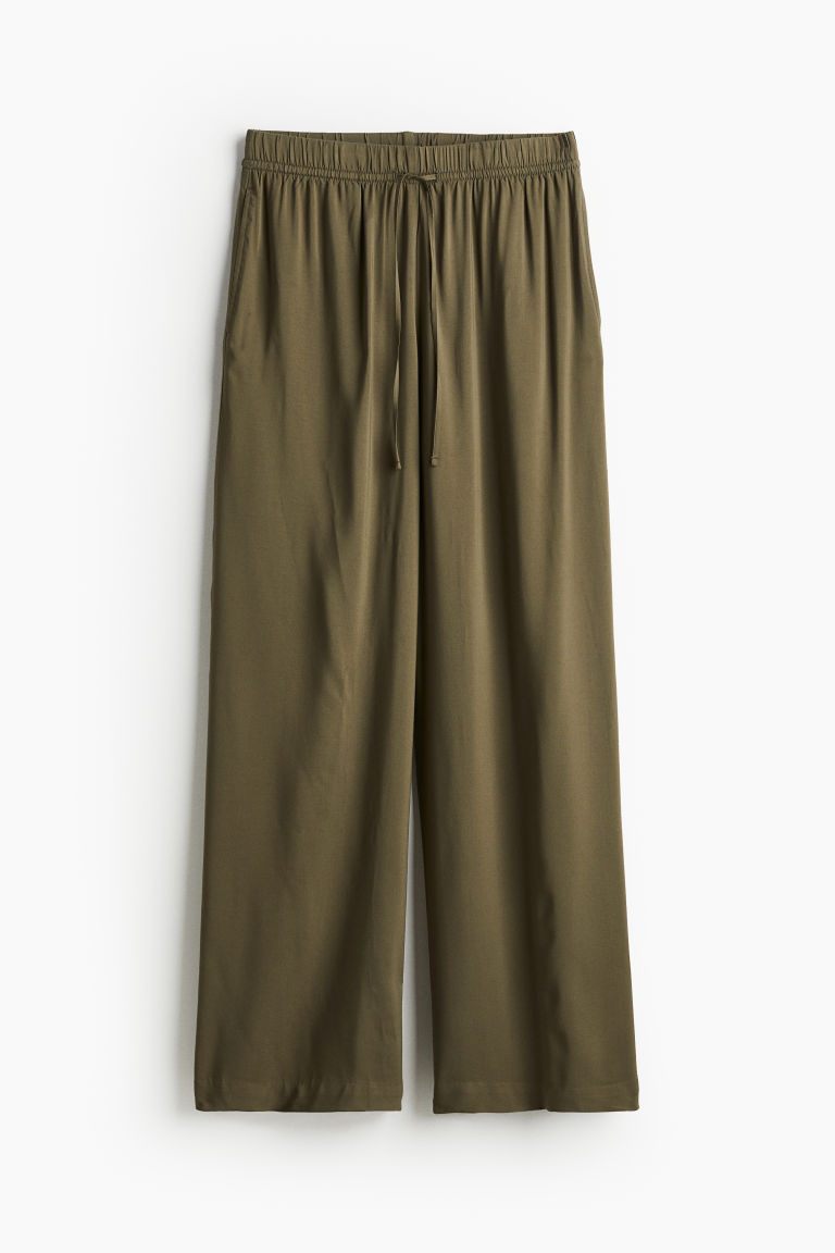 H & M - Wide-cut Pull-on Pants - Green | H&M (US + CA)