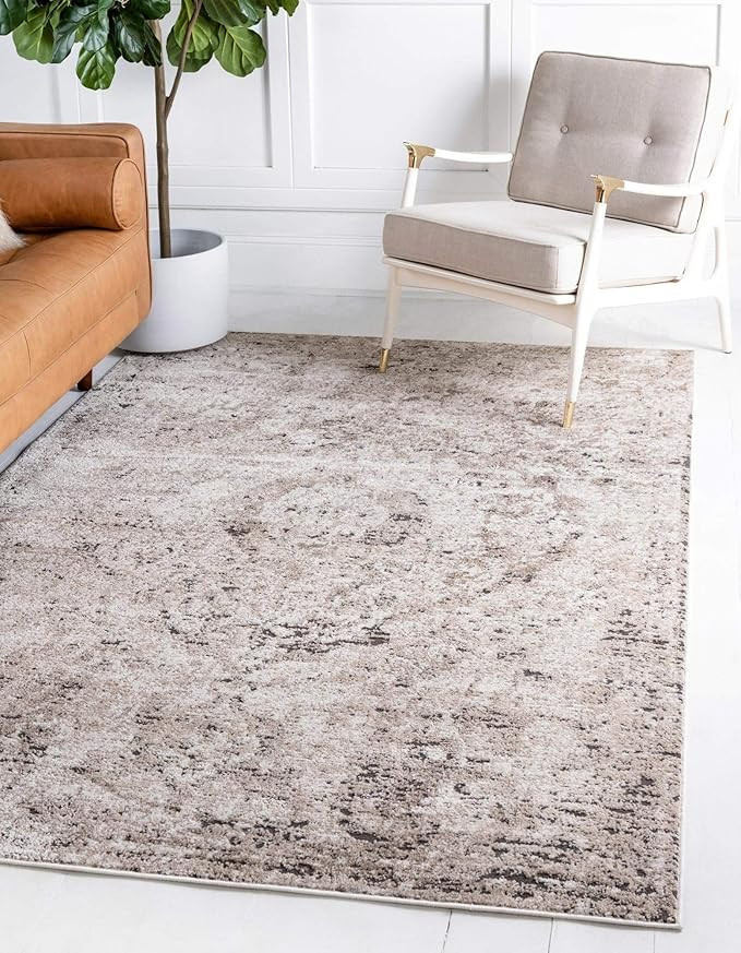 Rugs.com Oregon Collection Rug – 8' x 11' Beige Low-Pile Rug Perfect for Living Rooms, Large Di... | Amazon (US)