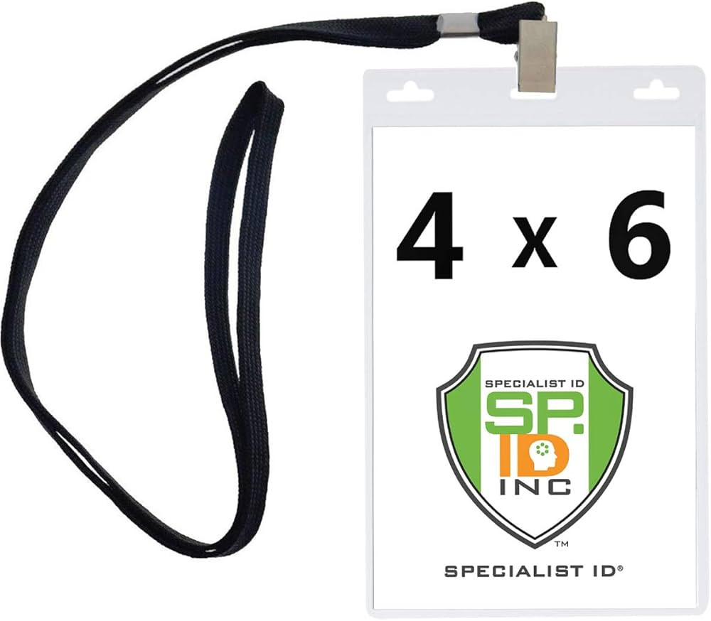 10 Pack - Premium 4X6 Inch Extra Large Badge & Credential Holders with Lanyards - for Special Events and 4 x 6 Tickets by Specialist ID (Black) | Amazon (US)