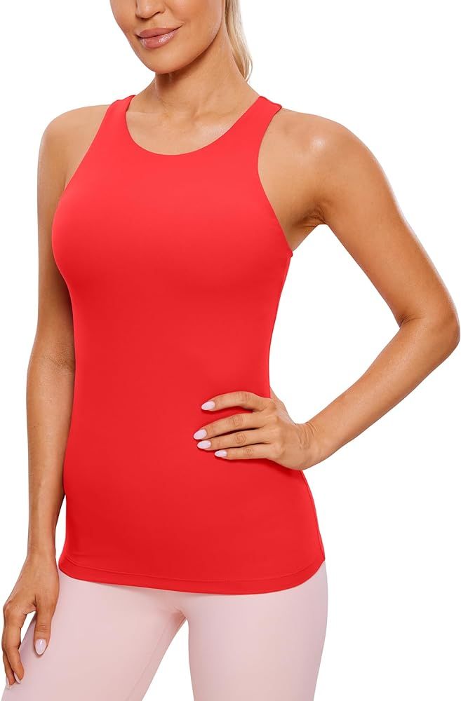 CRZ YOGA Butterluxe Womens Racerback High Neck Tank Top - with Built in Bra Workout Padded Yoga A... | Amazon (US)