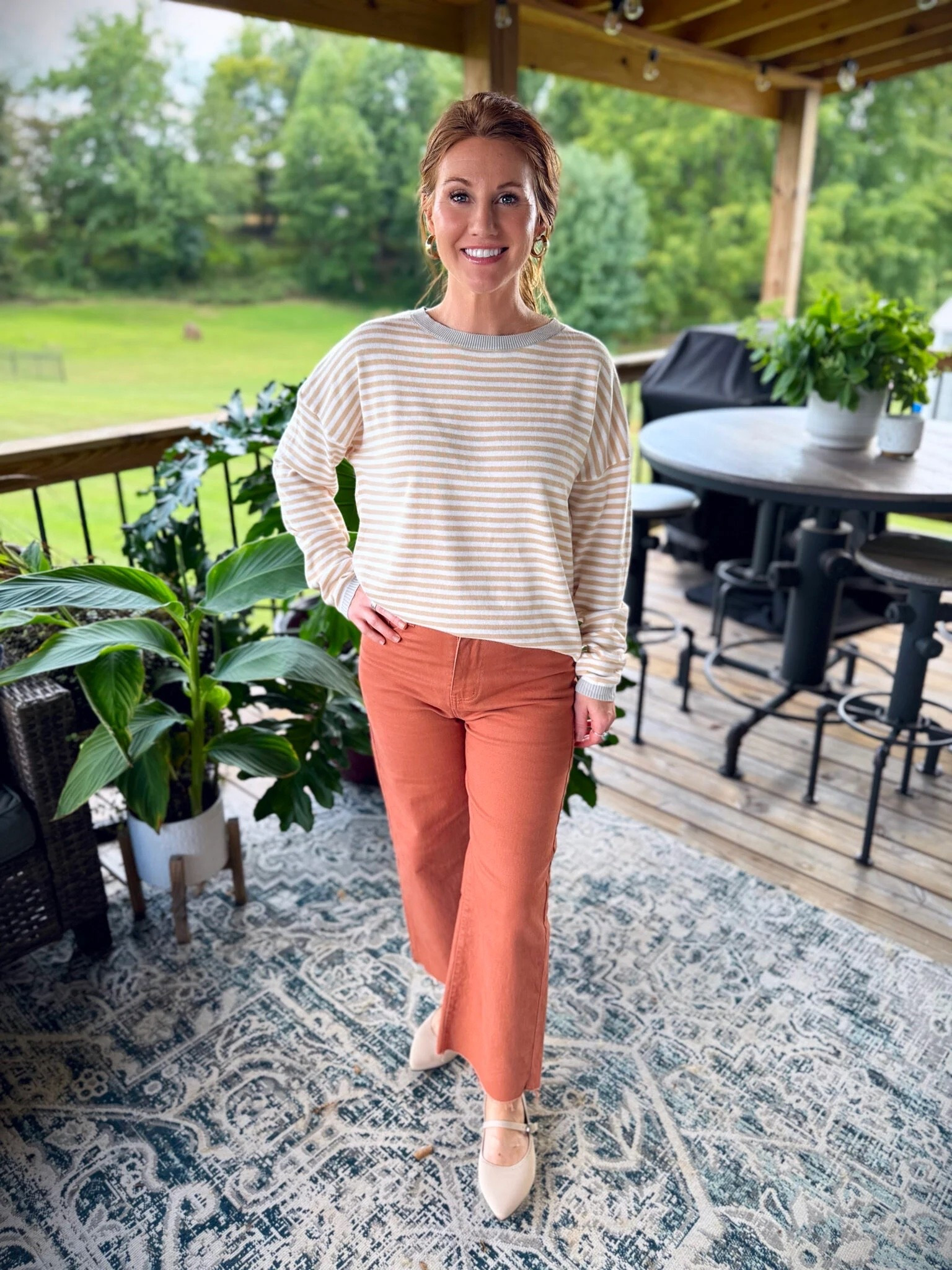 Stephanie picked this striped top for more of a casual look and it’s on sale under $20 today and comes in several colors! She’s wearing a small in the top (ivory) and size 4 in the frayed hem jeans. She’s 5’3! 

#LTKPetite #LTKWorkwear #LTKStyleTip