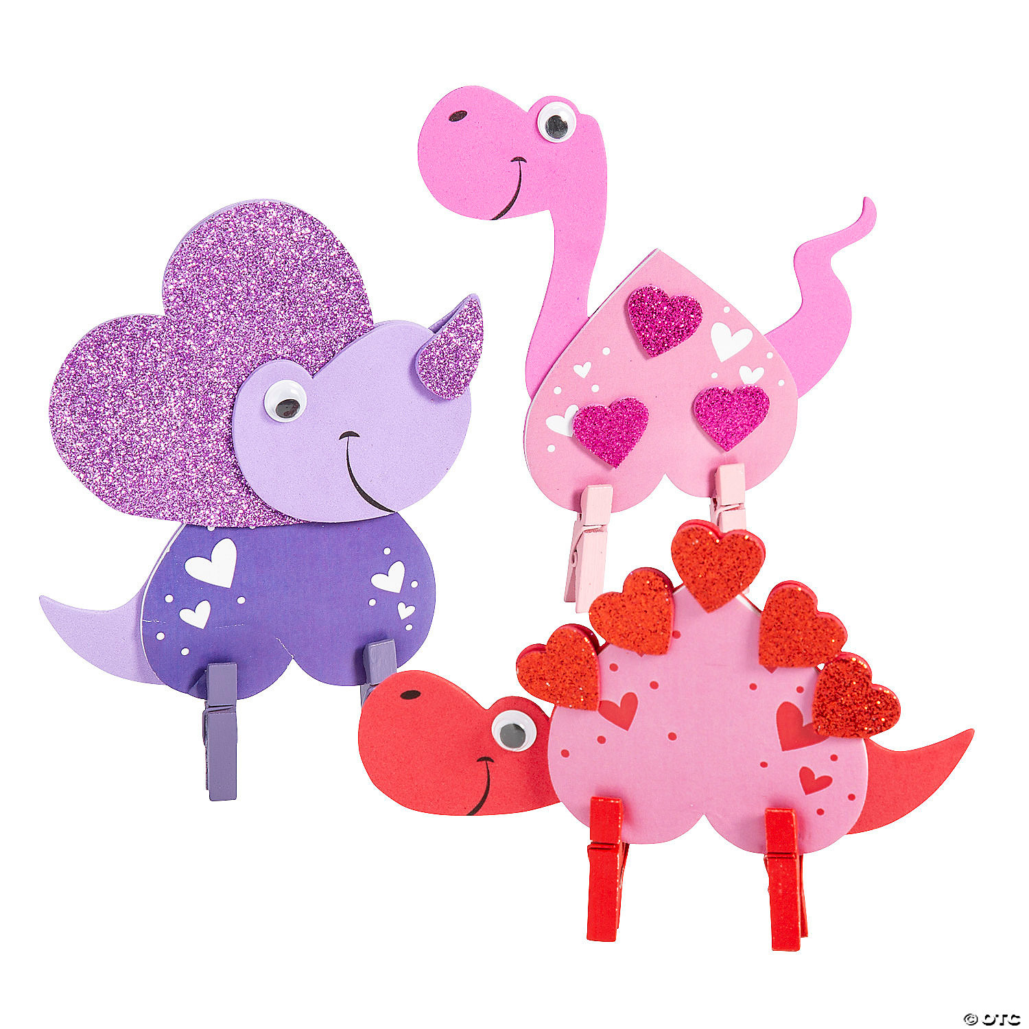 Valentine Dinosaur Clothespin Craft Kit - Makes 12 | Oriental Trading Company