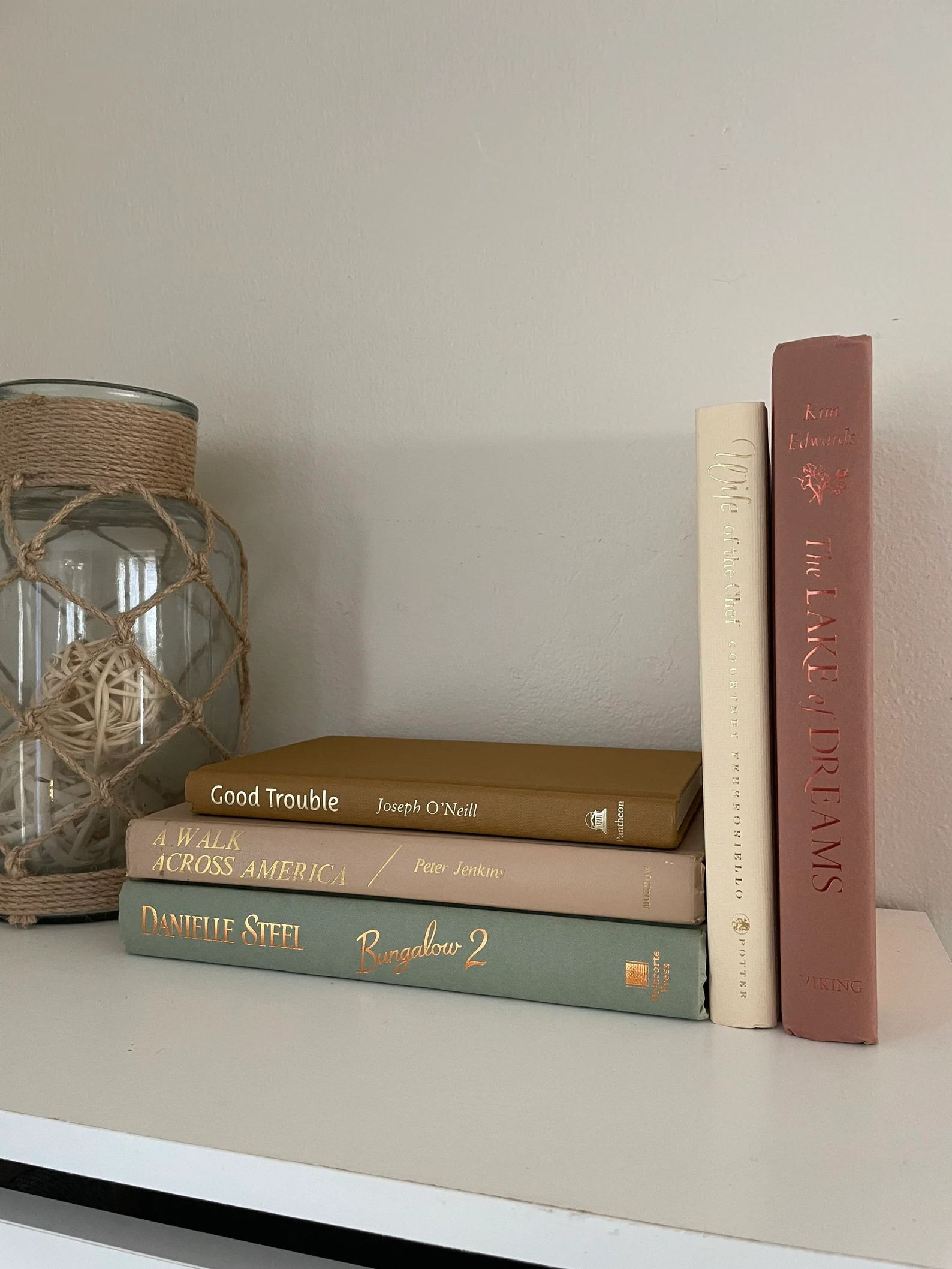 Green and Pink Books Decor, Book Bundles for Decor, White Decoration Books, Coastal Book Stack, F... | Etsy (US)