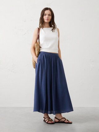 Silky Slub Midi Skirt | Banana Republic Factory