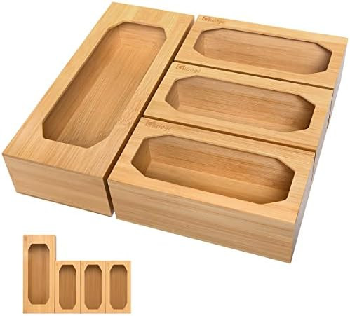 Food Storage Bag Holders, guiogc Bamboo Ziplock Bag Organizer for Drawer, Baggie Org… | Amazon (US)