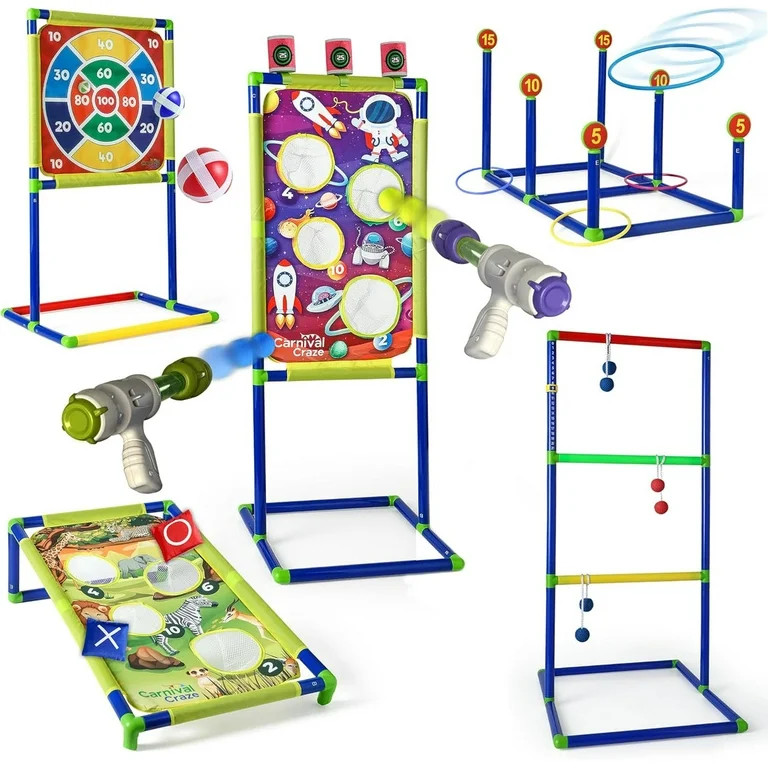 Carnival Yard Games for Kids - Ring Toss, Beanbag Cornhole, Ball Shooting Target Game, Ladder Tos... | Walmart (US)