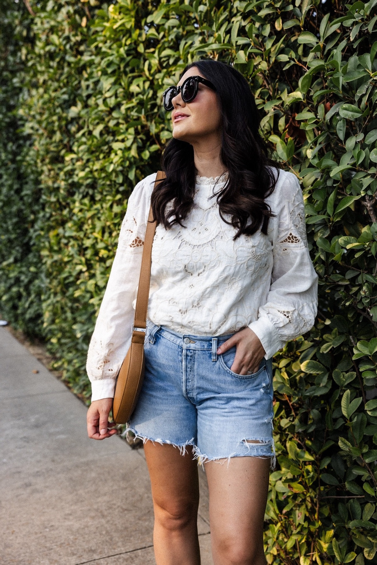 Long sleeve tops 🤝 denim shorts (my favorite end-of-summer combo)

I’m in the large of the top —‘it’s a generous fit. Size down if in between sizes.

I’m in the 30 of the shorts. TTS fit. 