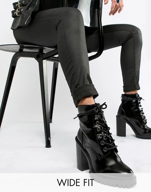 ASOS DESIGN Wide Fit Elm Chunky Lace Up Boots | ASOS US