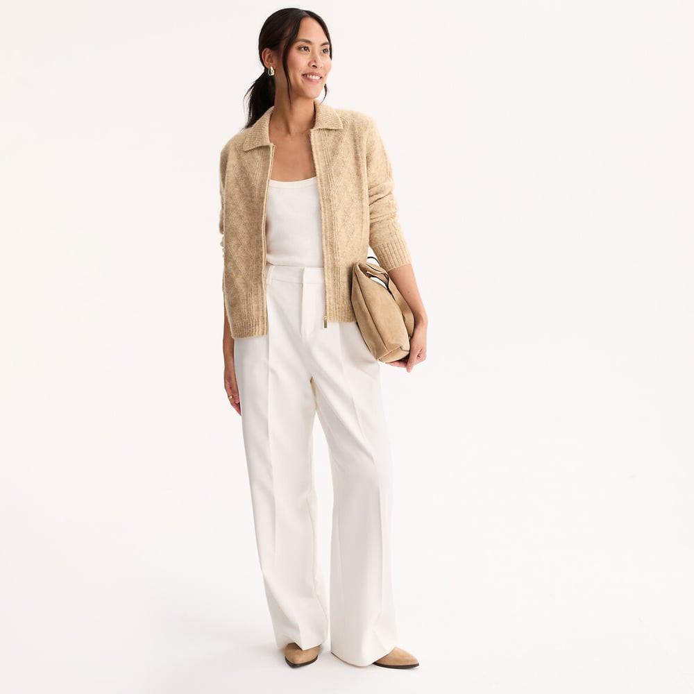 Cable Knit Zip-Up Polo Cardigan | La Redoute (UK)