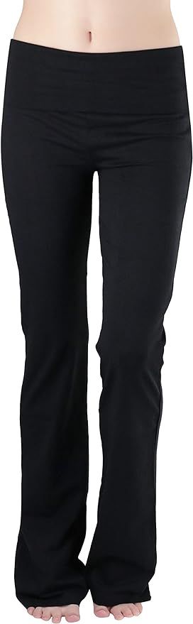 ToBeInStyle Women’s Premium Comfortable Cotton-Blend Fold Over Flared Yoga Pants Leggings | Amazon (US)