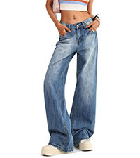 Women's Low Rise Baggy Jeans Washed Straight Wide Leg Denim Pants Casual Loose Boyfriend Jean Str... | Amazon (US)