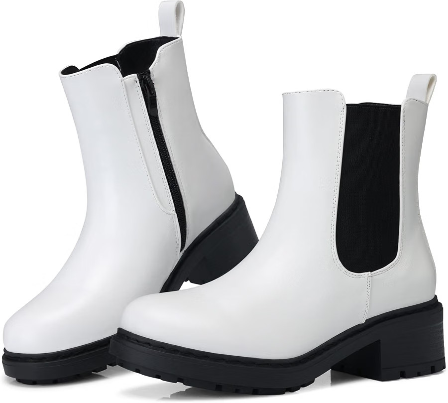 Side Zipper, Lug Sole Fashion Ankle Boots for Fall 2026, Casual Comfortable Chelsea Boots Shoes S... | Amazon (US)