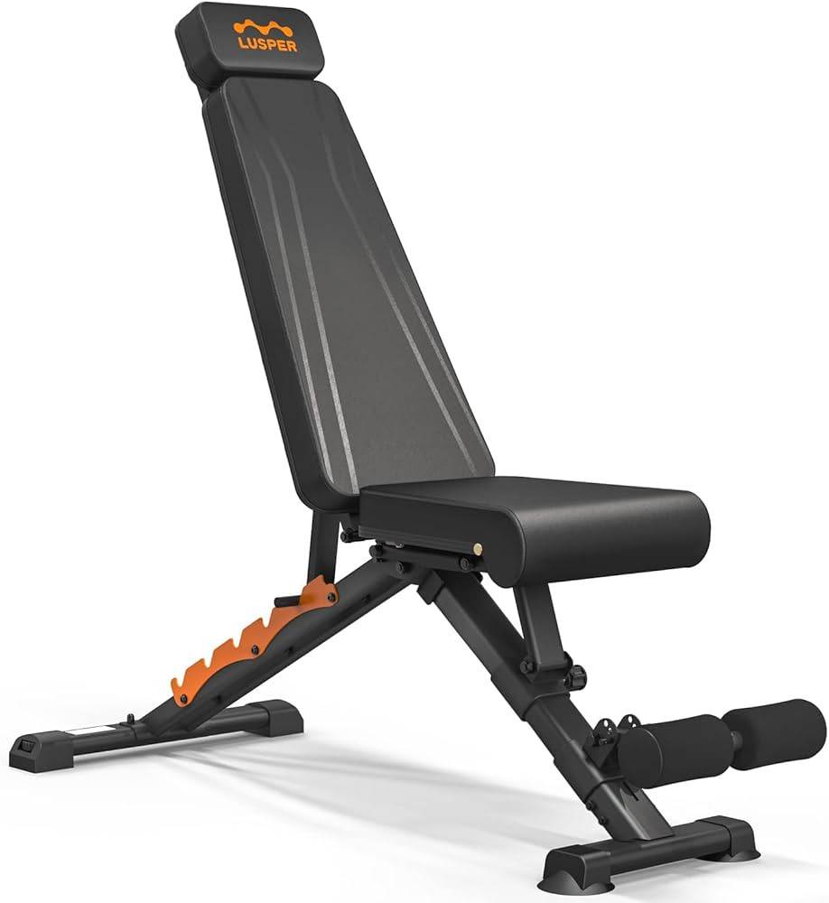 Lusper Zero-Gap Adjustable Weight Bench - 880 LB Foldable Workout Bench, Extended Head and Neck P... | Amazon (US)