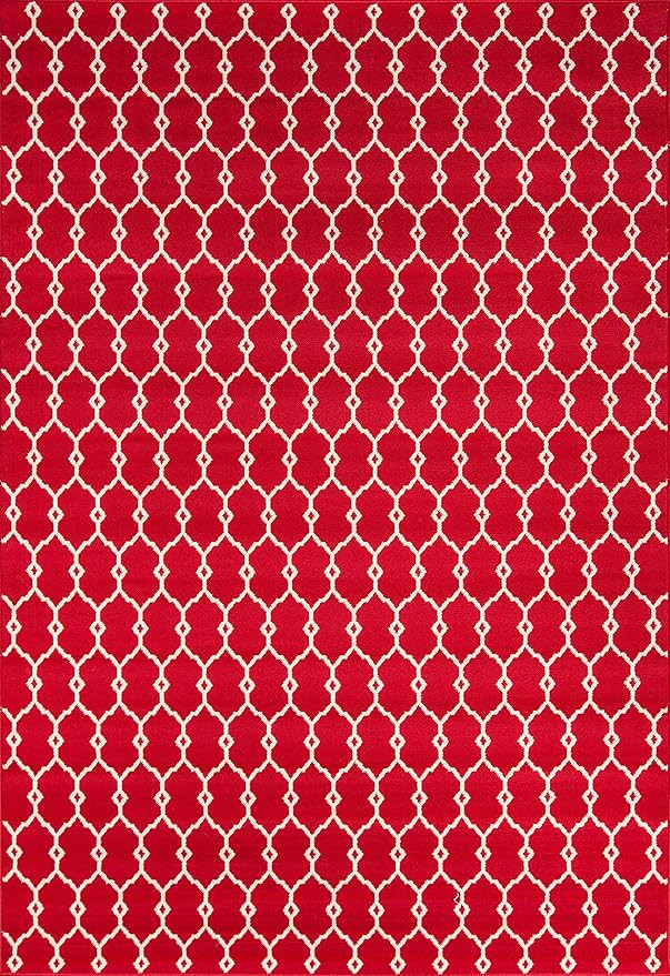 Momeni Rugs , Baja Collection Contemporary Indoor & Outdoor Area Rug, Easy to Clean, UV protected & Fade Resistant, 6'7" x 9'6", Red | Amazon (US)