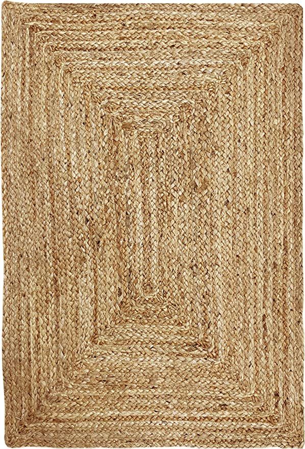 Hausattire Hand Woven Jute Braided Rug, 2'x3' - Natural, Reversible Farmhouse Accent Rugs for Liv... | Amazon (US)