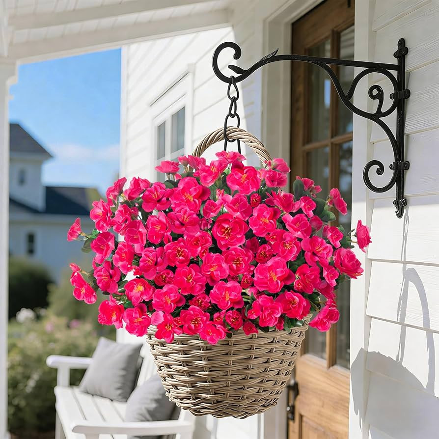 HyeFlora Artificial Faux Outdoor Flowers Plants for Spring Summer Decoration, Fake Silk Hotpink C... | Amazon (US)