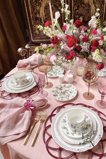 Celebrate this upcoming Galentine’s Day and Valentine’s Day with a beautifully decorated pink or red Tablescape. This Tablescape is built to inspire you to create your own stunning and unique Galentine’s Day or Valentine’s Day table for a dinner or brunch party. GALENTINES DAY. VALENTINES DAY. VALENTINES DAY DECOR. GALENTINES DAY DECOR. 

#LTKSeasonal #LTKparties #LTKhome