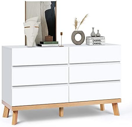 YIGOBUY 6 Drawer Double Dresser White Dresser for Bedroom Chest of Drawers Large Storage Cabinet ... | Amazon (US)
