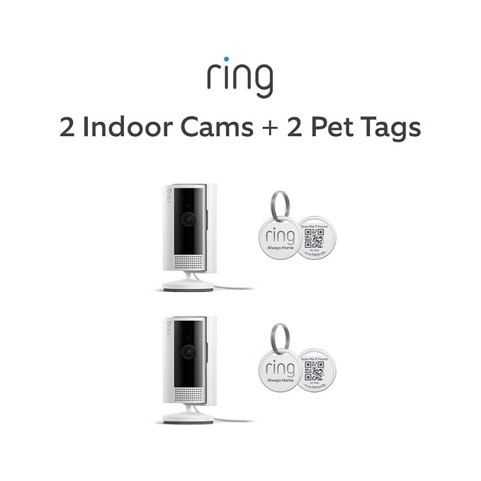 2 Ring Indoor Cam (2nd Gen), White with 2 Ring Pet Tag | Amazon (US)