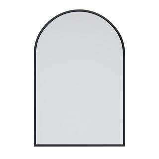 Glass Warehouse 20 in. W x 30 in. H Framed Arched Bathroom Vanity Mirror in Black-MF-ARC-30X20-B ... | The Home Depot